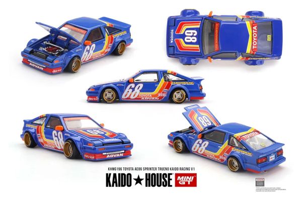 Kaidohouse 196 Toyota AE86 Sprinter Trueno Kaido Racing V1 1983 blau/gelb/rot 1:64
