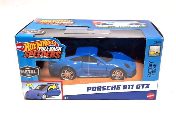 Hot Wheels HPR70 Porsche 911 GT3 blau Pull-Back Speeders Maßstab 1:43