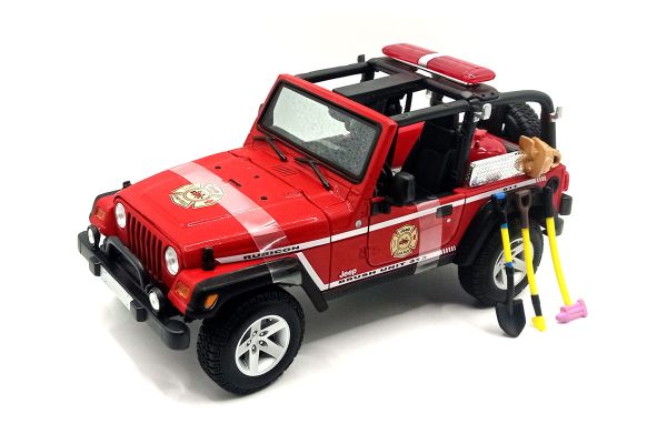 Maisto 36115 Jeep Wrangler Rubicon &quot;Feuerwehr&quot; rot Maßstab 1:18 Modellauto (NOS)