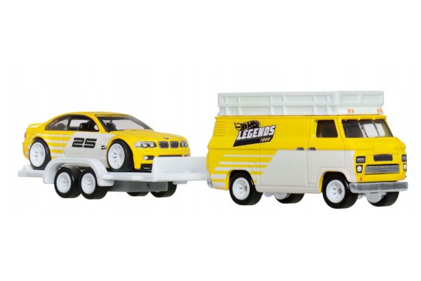 Hot Wheels JFM93 BMW M3 + Rally Hauler - Team Transport #25 weiss/gelb 1:64