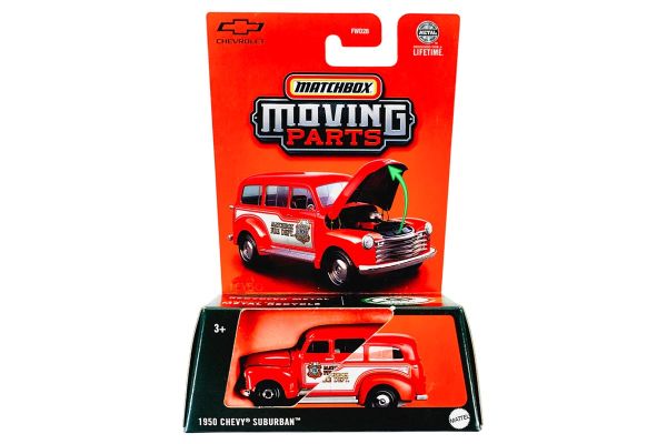 Matchbox FWD28-JBW89 Chevrolet Suburban rot 1950 Moving Parts 2025 Maßstab ca. 1:64