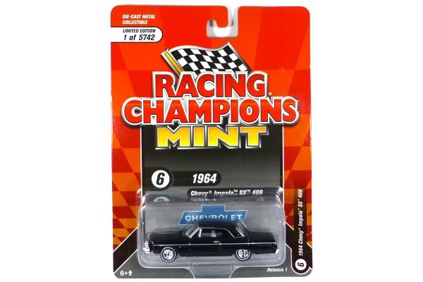 Racing Champions RC014-6 Chevrolet Impala SS 409 schwarz 1964 - Mint 2021 R1 Maßstab 1:64 Modellauto