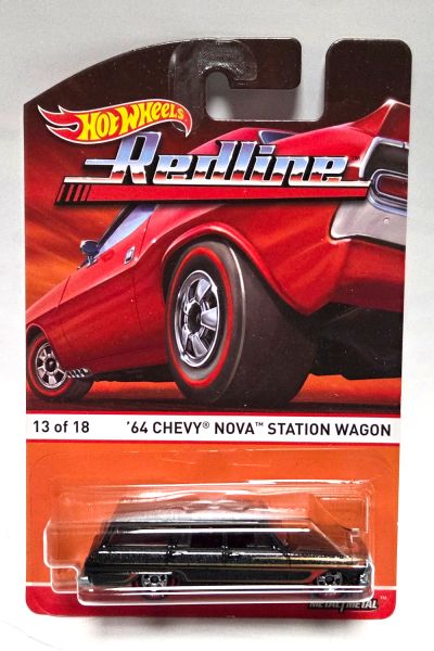 NOS! Hot Wheels CFN65 Chevy Nova Station Wagon Redline schwarz metallic Longcard - Blister