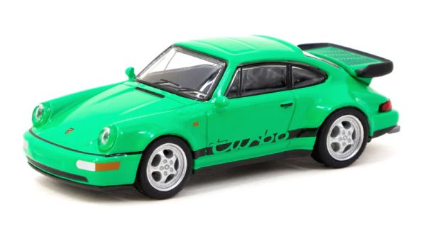 Tarmac T64S-009-GR Porsche 911 Turbo grün Maßstab 1:64 Modellauto
