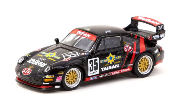 Tarmac T64S-004-TAI Porsche 911 (993) GT2 JGTC Taisan Starcard #35 schwarz Collab64 mit Schuco Maßst