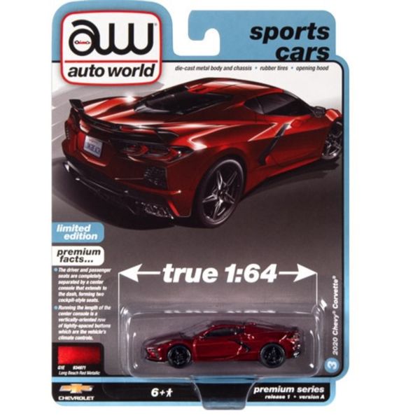 Autoworld AW64392A-3 Chevrolet Corvette rot metallic 2020 - Premium 2023 R1 Maßstab 1:64 Modellauto