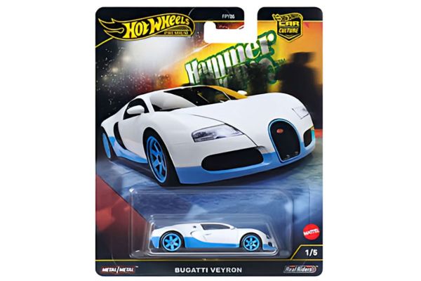 Hot Wheels FPY86-HRW06 Bugatti Veyron weiss/blau - Hammer Drop ca. 1:64