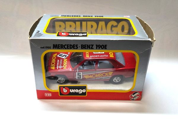 NOS! Bburago 0105 Mercedes-Benz 190E rot Monroe 1:25
