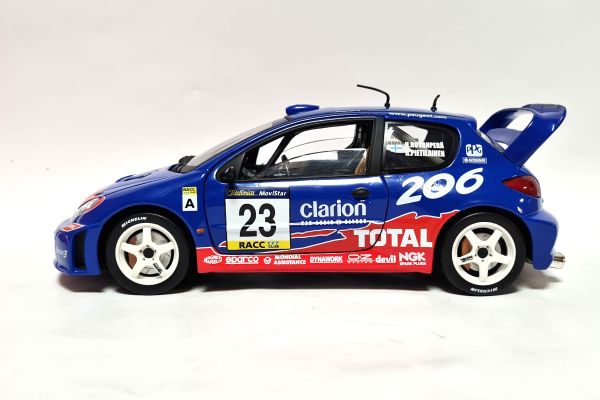 gebraucht! Solido 9016 Peugeot 206 WRC 2002 blau/rot/weiß "Rally Catalunya No.23" Maßstab 1:18 - fas