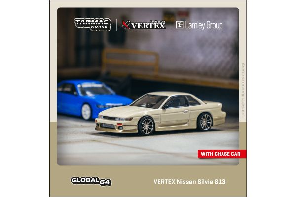 ***Tarmac T64G-025-WH VERTEX Nissan Silvia S13 weiss/gold Maßstab 1:64 Modellauto