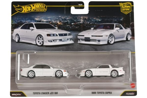 Hot Wheels HBL96-JHW57 Toyota Chaser JZX100 weiss + Toyota Supra 1989 weiss - Premium 2er Set 1:64