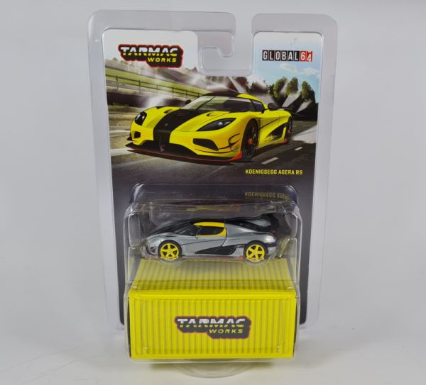 Chase Car Tarmac T64G-005-ML Koenigsegg Agera RS silber/gelb/schwarz Maßstab 1:64 Modellauto