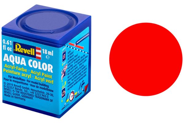 Revell 36215 Aqua Color leuchtorange, matt RAL 2005 Modellbau-Farbe auf Wasserbasis 18 ml Dose
