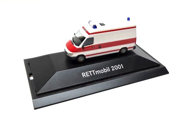 gebraucht! Herpa Mercedes-Benz Sprinter RETTmobil 2001 Krankenwagen weiß/rot 1:87