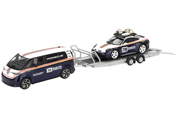 MiniGT Porsche 911 Dakar #718 / VW ID. Buzz Porsche Centrum Gelderland Roughroads Set