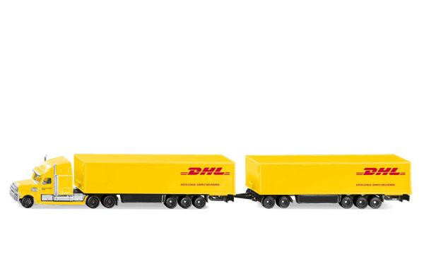 Siku 1806 US-Truck Road Train "DHL" mit Anhänger gelb Maßstab 1:87 Modellauto