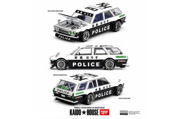 ***PREORDER Kaidohouse Datsun Kaido 510 Wagon Police 1969 schwarz/weiss