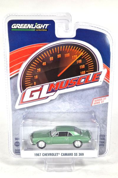 Greenlight 13320-A Chevrolet Camaro SS 369 grün metallic 1967 - GL Muscle 27 Maßstab 1:64 Modellauto
