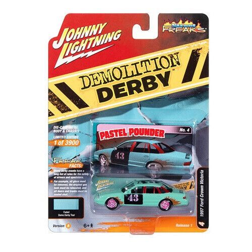 Johnny Lightning JLSF025B-4 Ford Crown Victoria hellgrün 1997 - Demolition Derby Maßstab 1:64 Modell