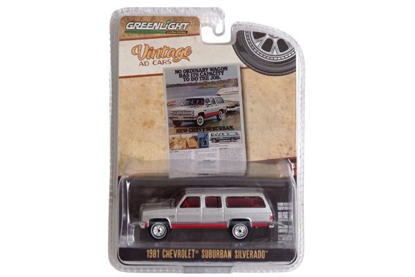 Greenlight 39140-F Chevrolet Suburban Silverado silber/rot 1981 - Vintage AD Cars 1:64