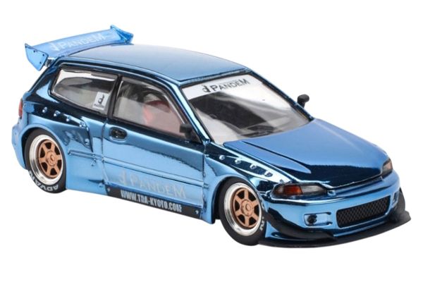 Pop Race 206 Pandem Honda Civic (EG6) chrome blau 1:64