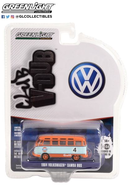 Greenlight 36070-B Volkswagen VW T1 Samba Bus "Gulf" hellblau/orange - V-DUB 16 Maßstab 1:64 Modella