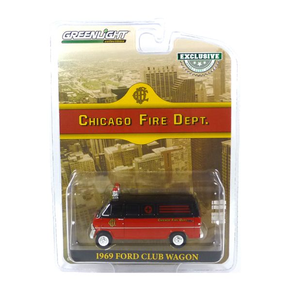 Greenlight 30242 Ford Club Wagon "Chicago Fire Department" rot/schwarz 1969 - Exclusive Maßstab 1:64