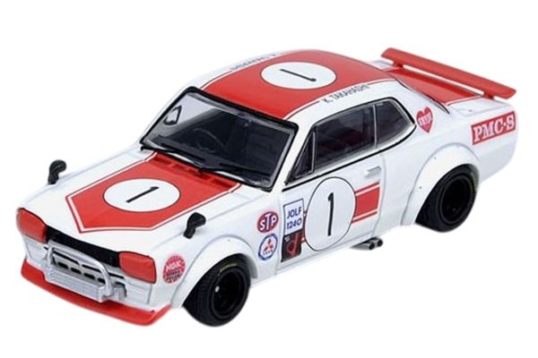 INNO64 Nissan Skyline 2000 GT-R KPGC10 #1 weiss/rot 1971 Maßstab 1:64 (IN64-KPGC10-FM1971)