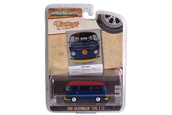 Greenlight 39140-D VW T2 Bus dunkelblau 1968 - Vintage AD Cars 1:64