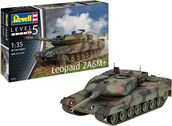 Revell 03342 Leopard 2A6M+ Panzer Plastik-Modellbausatz Maßstab 1:35 Level 5
