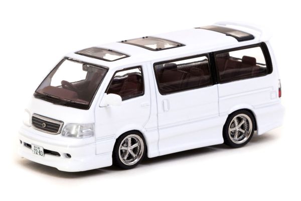 Tarmac T64R-078-WH Toyota Hiace Wagon Custom weiss Maßstab 1:64 Modellauto