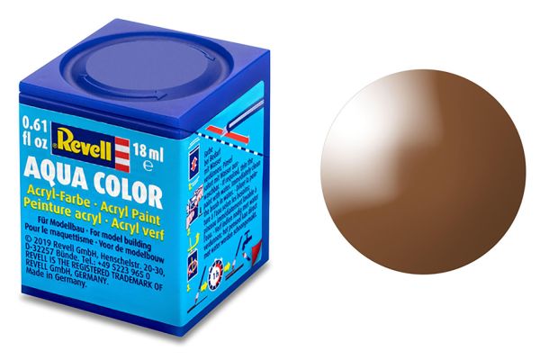 Revell 36180 Aqua Color lehmbraun, glänzend RAL 8003 Modellbau-Farbe auf Wasserbasis 18 ml Dose