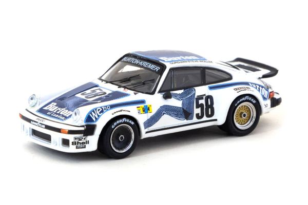 Tarmac T64MC-003-BUR Porsche 934 #58 Le Mans 1977 weiss/blau Maßstab 1:64 Modellauto