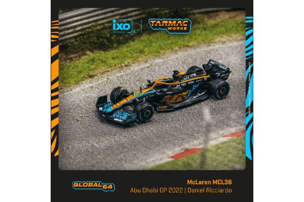 ***Tarmac T64G-F041-DR3 McLaren MCL36 "#3" Abu Dhabi Grand Prix 2022 Maßstab 1:64 Modellauto