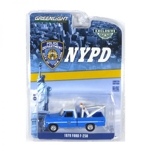 Greenlight 30224 Ford F-250 Tow Truck "NYPD" hellblau/weiss Maßstab 1:64 Modellauto