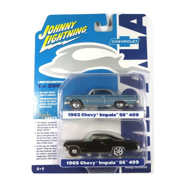Johnny Lightning JLSP080 2er Pack Chevrolet Impala SS 409 eisblau/schwarz