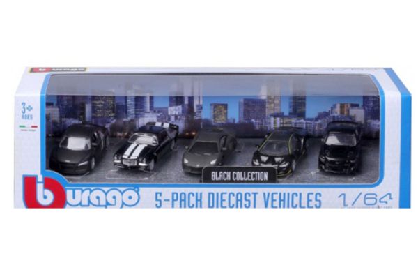 ***Bburago 59150 Geschenkset "Black Collection" Audi, Chevrolet, Lamborghini, Ford 5er Set Maßstab c