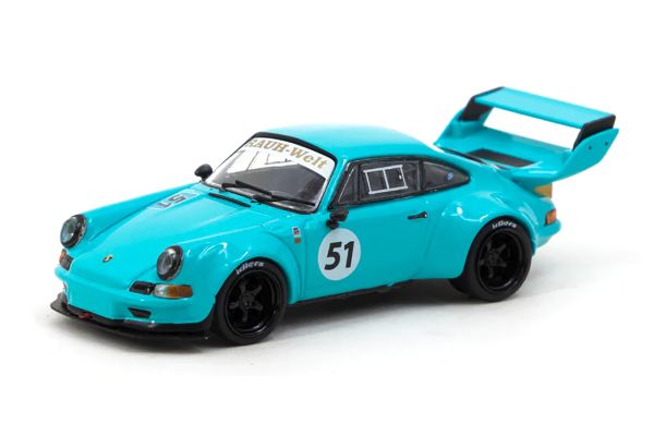 Tarmac T64-046-BL51 Porsche 911 RWB Backdate #51 hellblau Hobby64 Maßstab 1:64 Modellauto