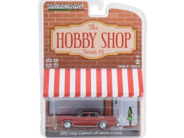 Greenlight 97150-C Dodge Diplomat rot 1983 - The Hobby Shop 15 Maßstab 1:64 Modellauto