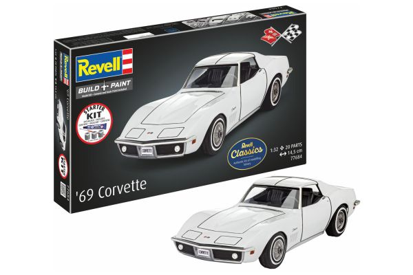 Revell Starter Kit Chevrolet Corvette C3 1969 weiss Modellbausatz 20-tlg. 1:32