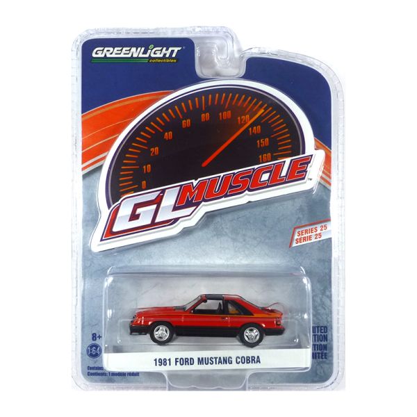 Greenlight 13300-C Ford Mustang Cobra rot/schwarz 1981 - GL Muscle 25 Maßstab 1:64 Modellauto
