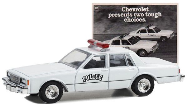 Greenlight 39130-E Chevrolet Impala 9C1 Police 1980 weiß - Vintage AD Cars 9 Maßstab 1:64 Modellauto