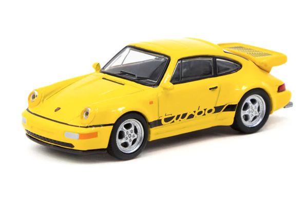Tarmac T64S-009-YL Porsche 911 Turbo gelb Maßstab 1:64 Modellauto Schuco