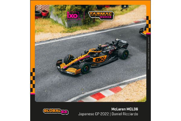 ***Tarmac T64G-F041-DR2 McLaren MCL36 "#3 Daniel Ricciardo" Japan GP 2022 Maßstab 1:64 Modellauto