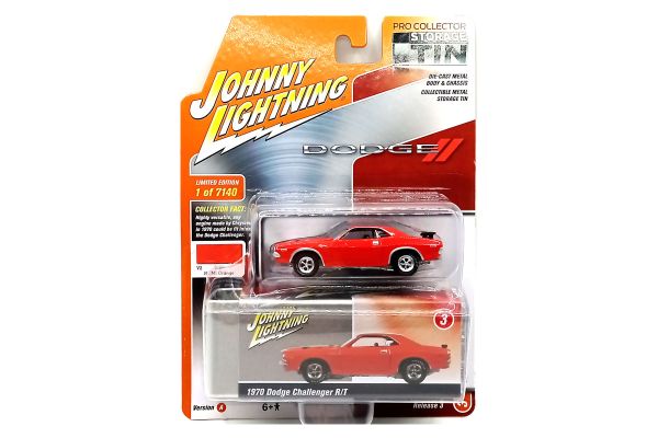 Johnny Lightning JLCT008A-3 Dodge Challenger R/T hellrot 1970 - TIN BOX Collector 2021 R3 Maßstab 1: