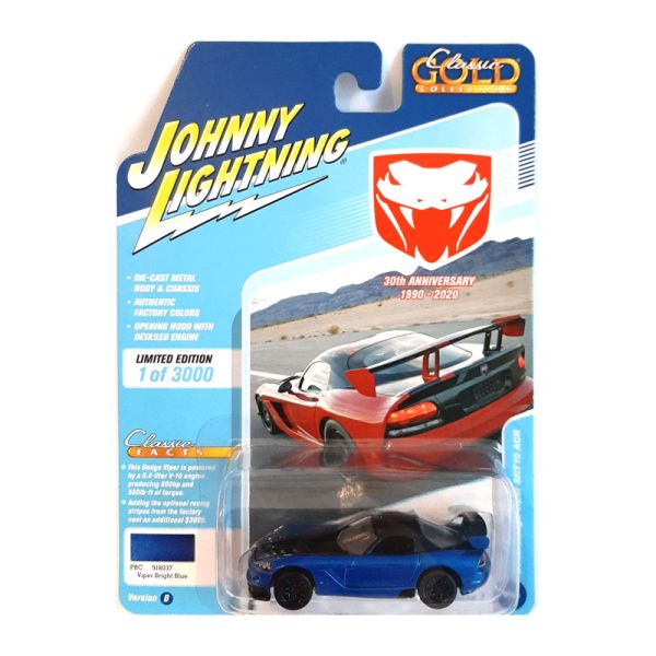 Johnny Lightning JLCG021B-1 Dodge Viper SRT10 blau/schwarz 2008 Maßstab 1:64 Modellauto