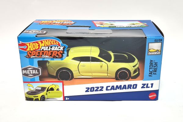 Hot Wheels HPR70 Camaro ZL1 gelb 2022 Pull-Back Speeders Maßstab 1:43