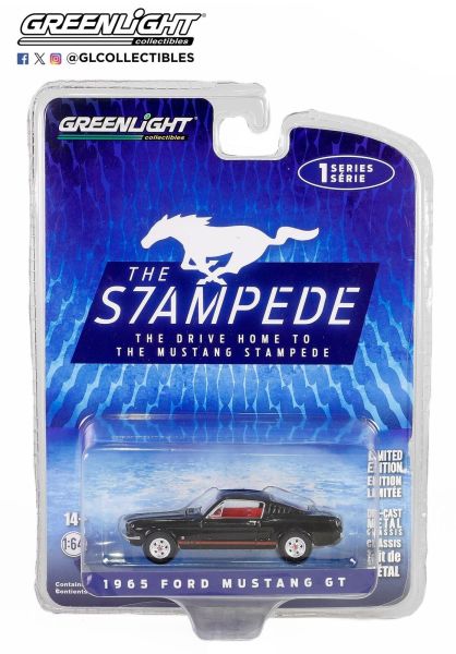 Greenlight 13340-A Ford Mustang GT schwarz 1965 - Stampede 1 Maßstab 1:64 Modellauto