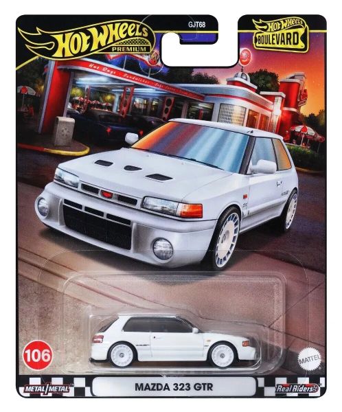 Hot Wheels GJT68-HRT59 Mazda 323 GTR weiss - Boulevard 106 Maßstab ca. 1:64