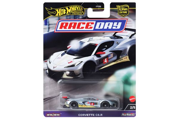 Hot Wheels FPY86-HRV95 Chevrolet Corvette C8.R grau/gelb - Race Day 2/5